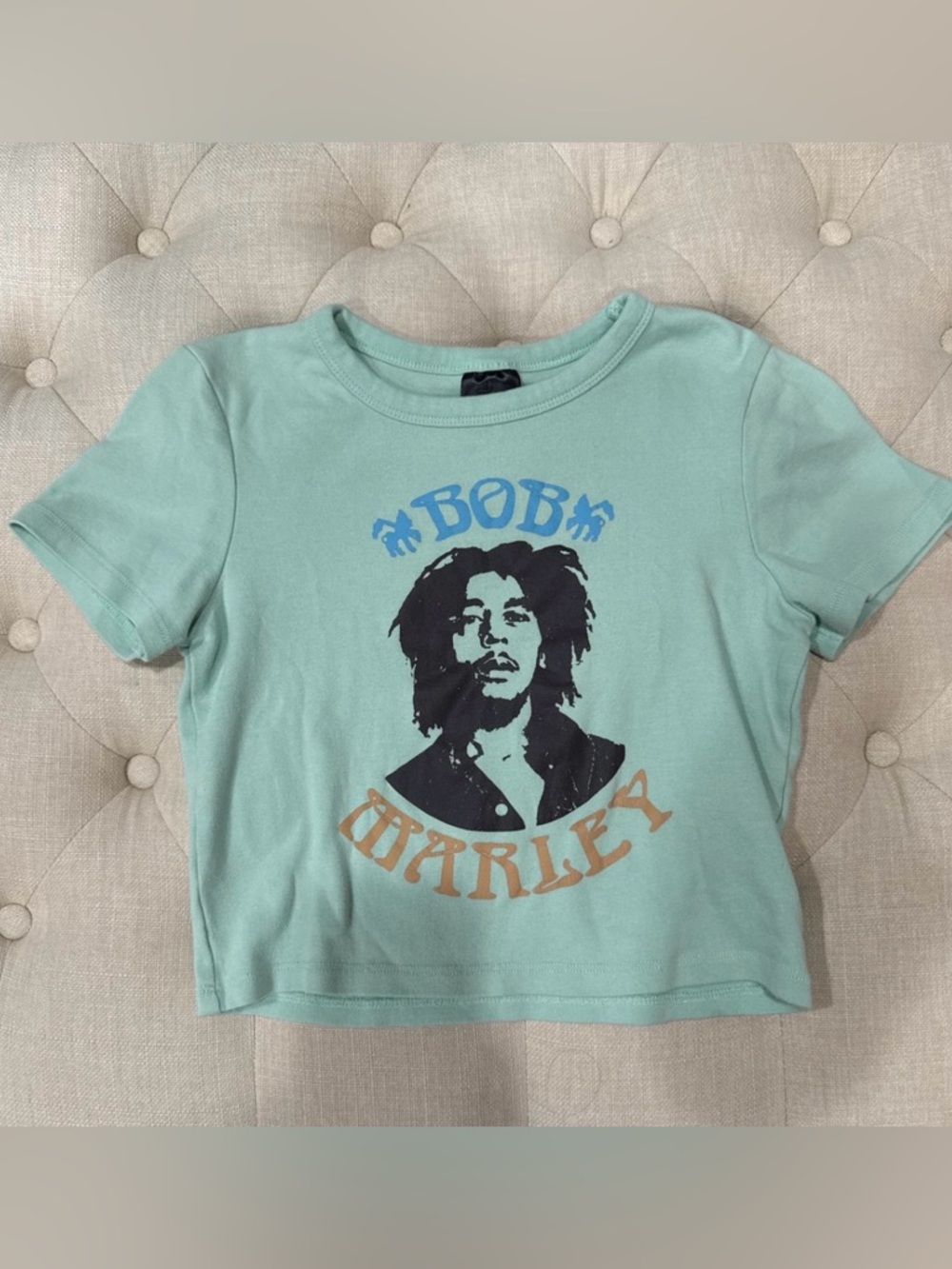 Graphic Tee in Mint Green - Bob Marley Style